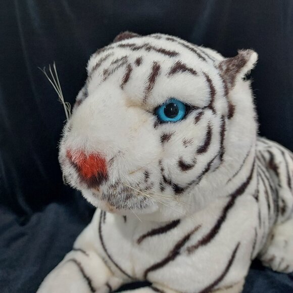 Plush White Tiger Cub Bengal Shalom Toy Co 14" Jungle Realistic Stuffed Animal - Picture 6 of 16